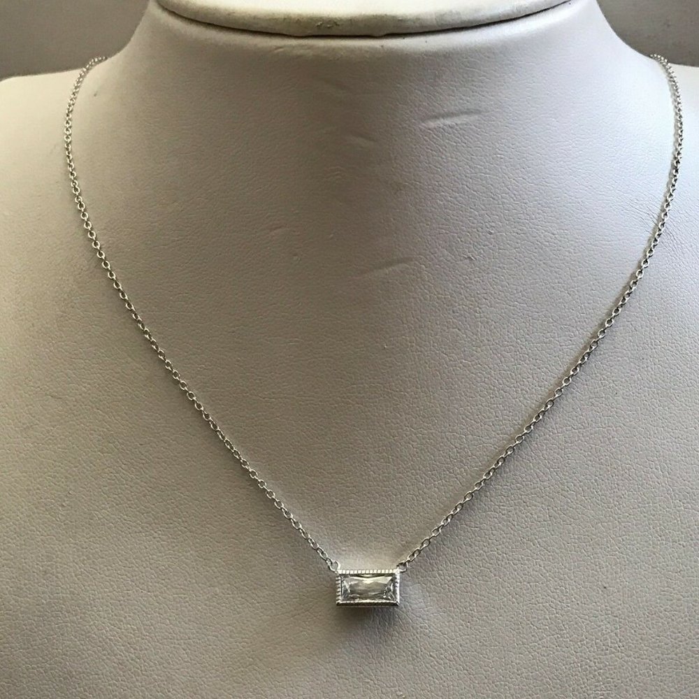 Rectangular Stone Sterling Silver Necklace